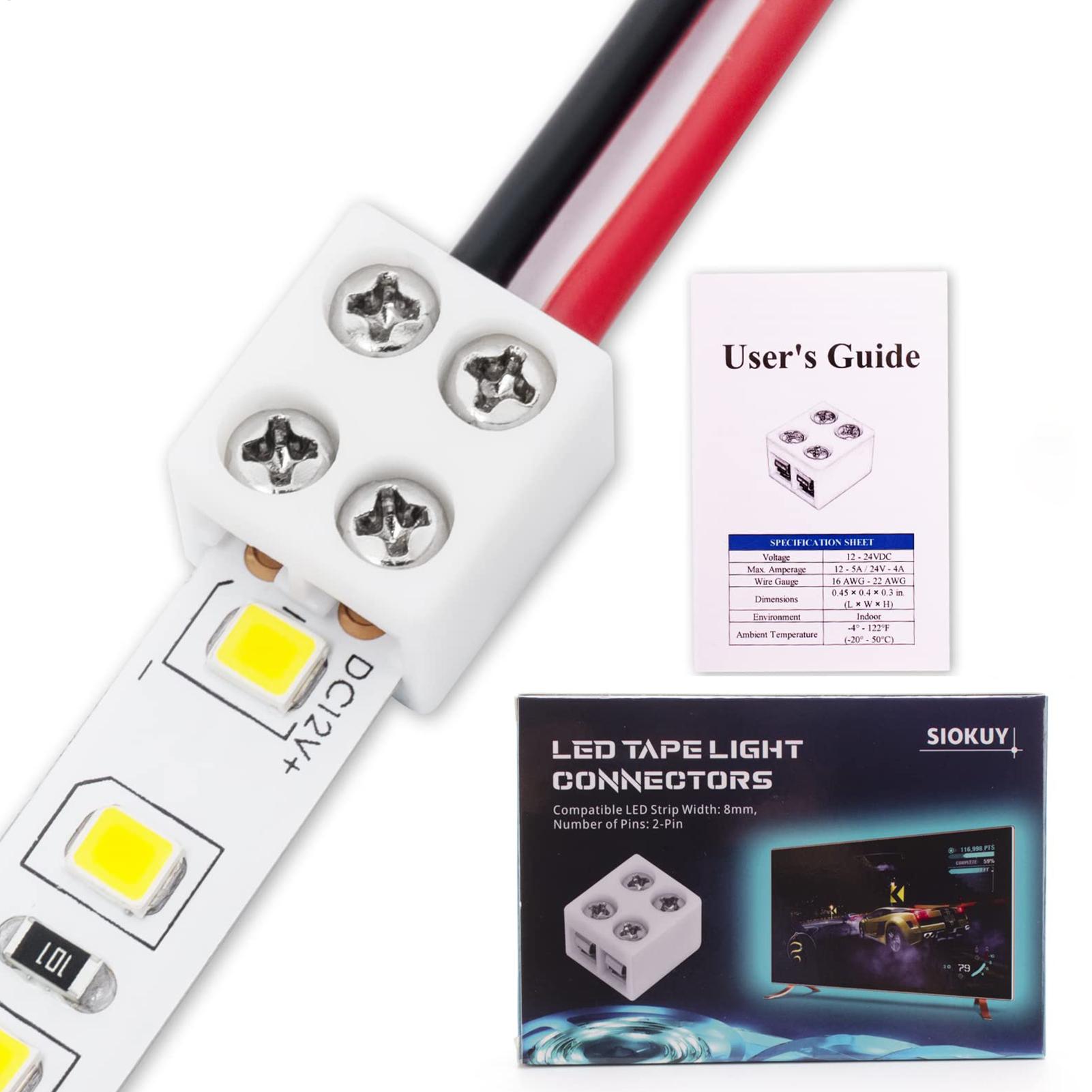 Home Security Providers - LED strip connectors 8mm solderless Strip