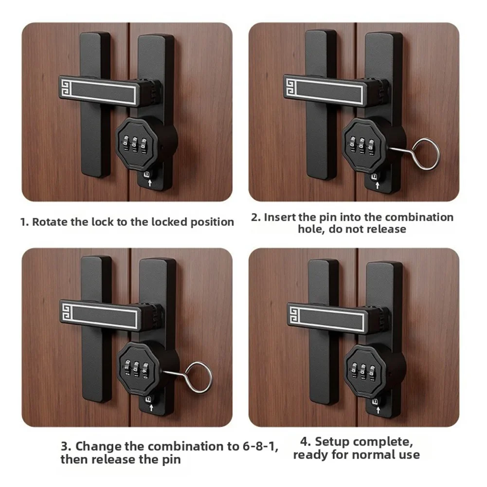 Home Security Number - Adjustable Combination Password Door Lock Zinc