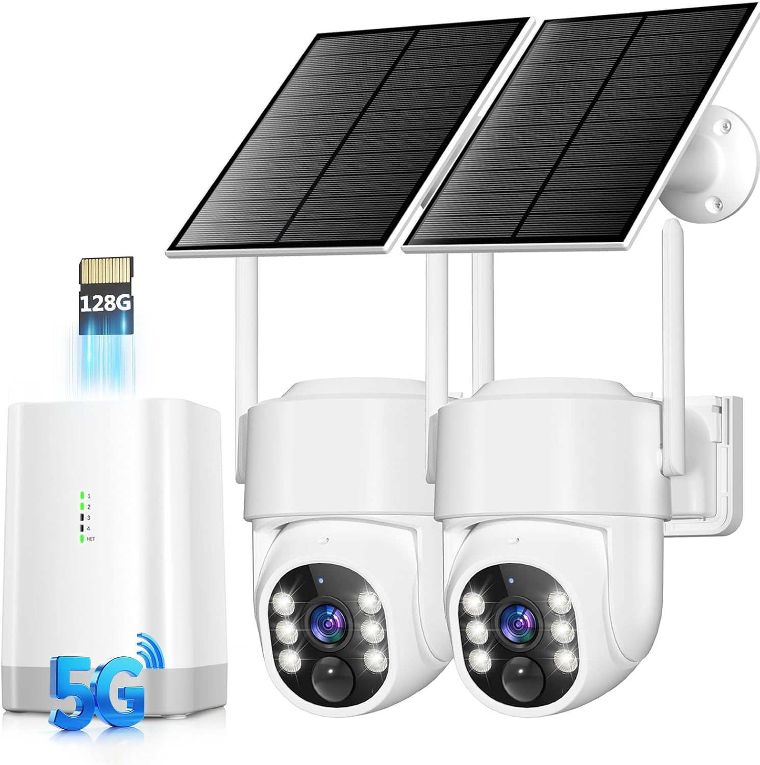 Home Security Cameras No Subscription - Solar Powered Wireless Outdoor Security Cameras