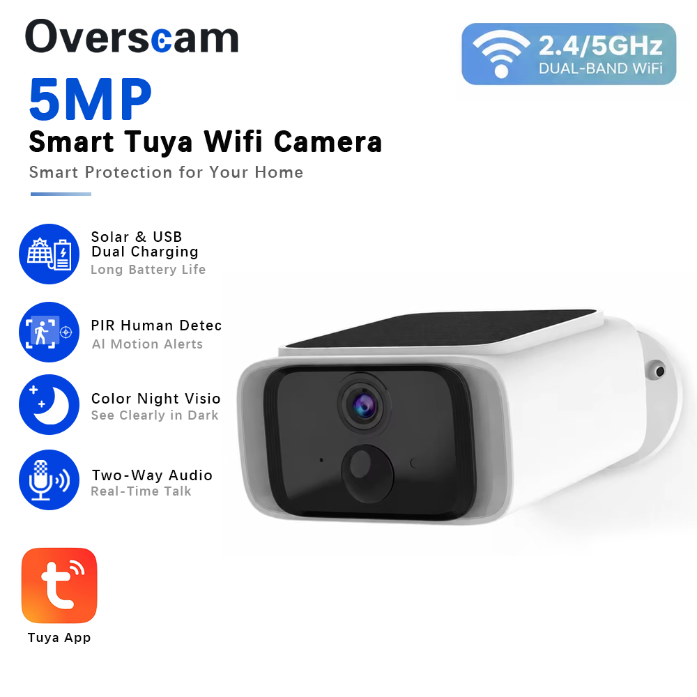 Home Security Cameras Wireless - Tuya 5MP Solar Security Camera Wireless