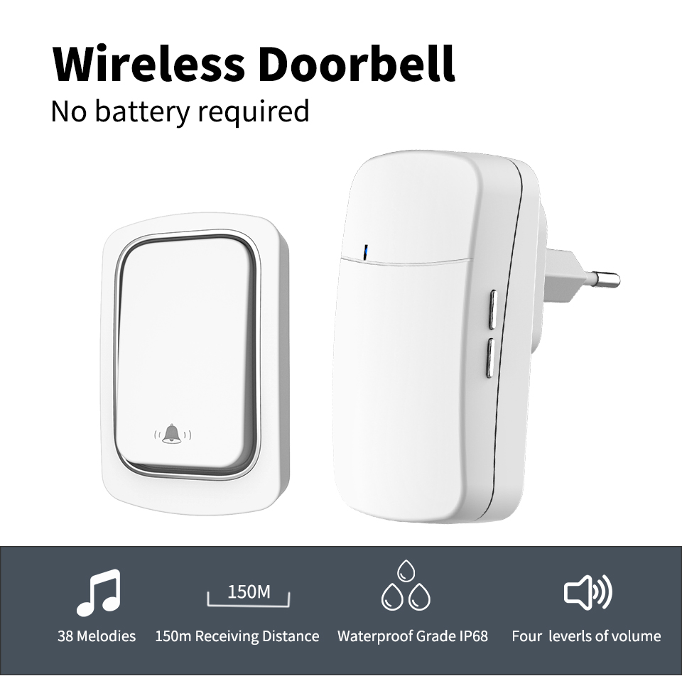 Home Security Ring - Wireless Doorbell Welcome Chime For Home