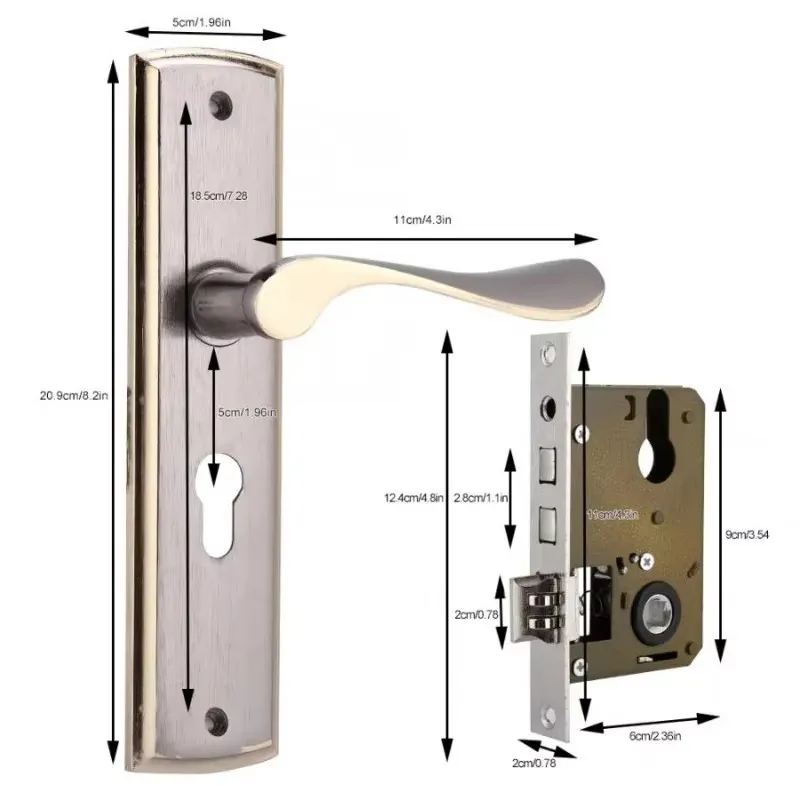 Gold Door Handle Lock Silent H - đánh giá và giá Home Security Essential