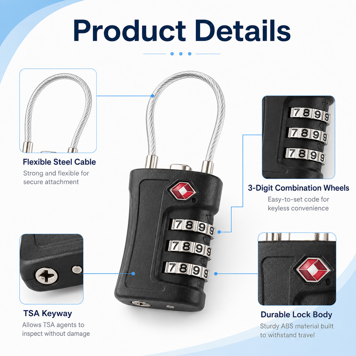 TSA Approved Luggage Lock 3 Di - đánh giá và giá Home Security Adt