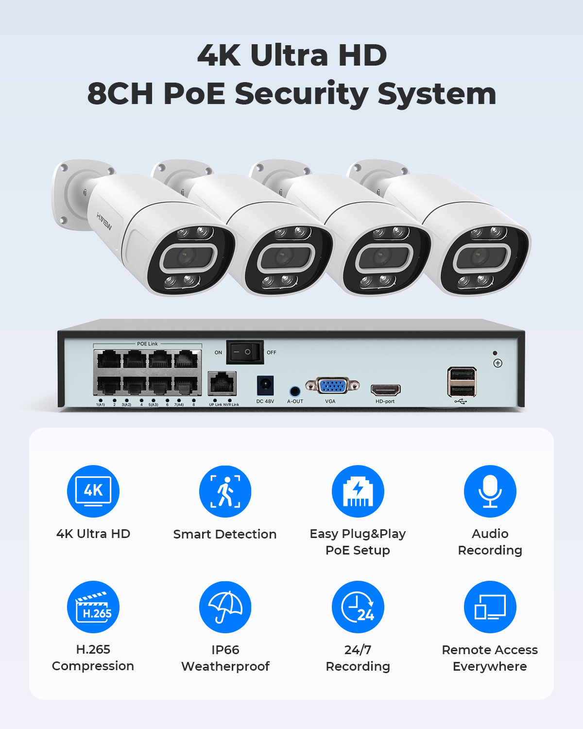 H.View 4K 5Mp 8Mp Poe CCTV Sec - đánh giá và giá Home Security Ideas