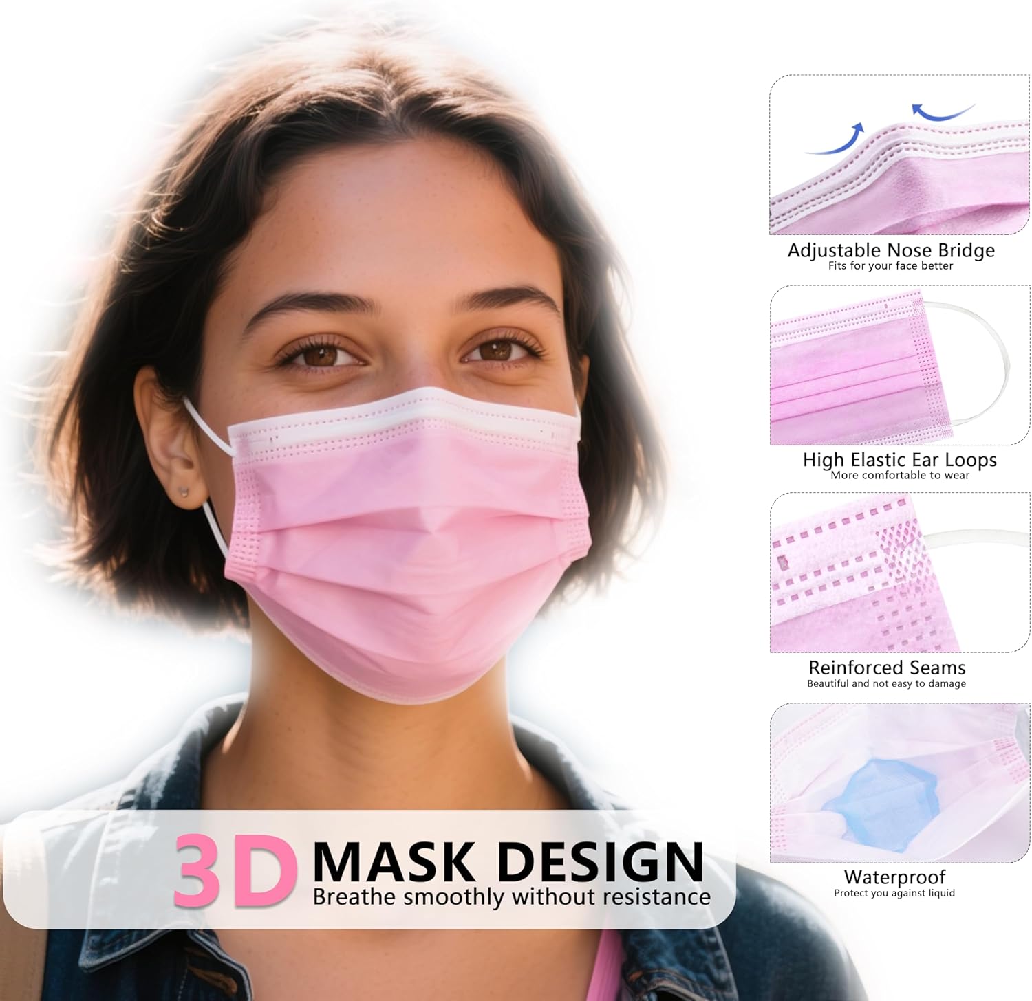 100Pcs Protective 3-Layer Pink - đánh giá và giá Home Security Officer